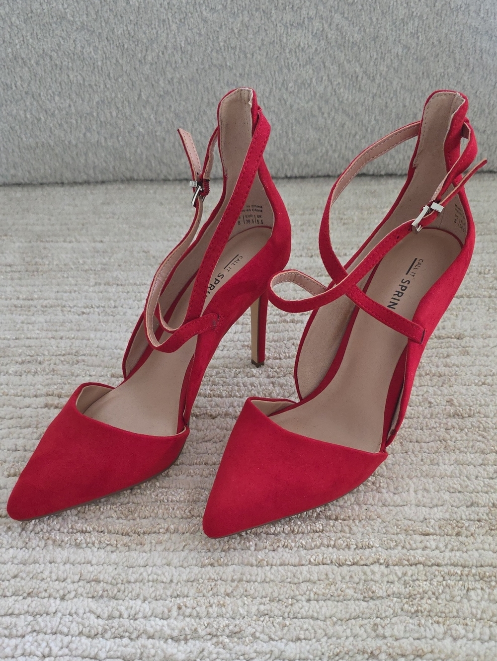 Call It Spring Red Pointed-Toe Strappy Heels